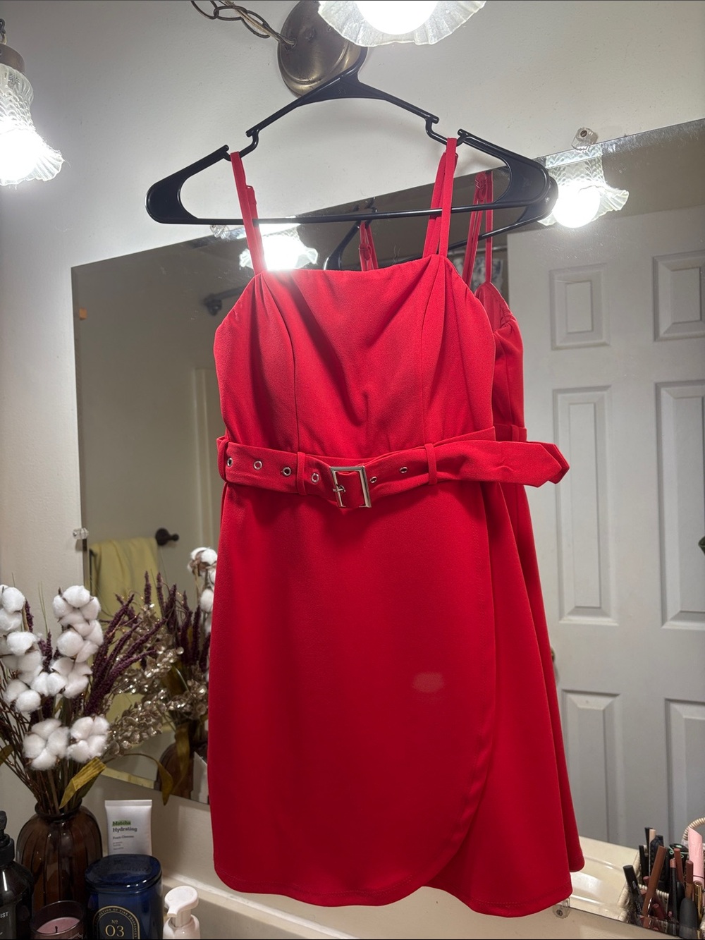 Red Mini Dress Belted